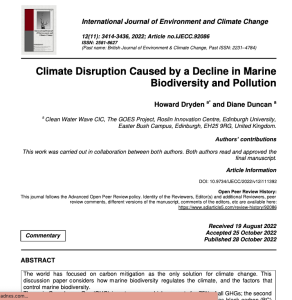 Climate Disruption Caused by a Decline in Marine Biodiversity and Pollution