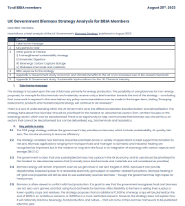 UK Government Biomass Strategy Analysis for BBIA Members