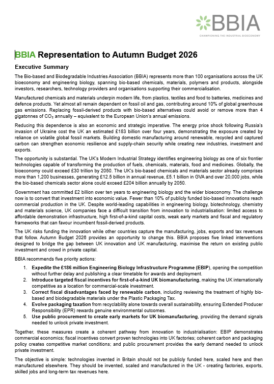 BBIA Representation to Autumn Budget 2026